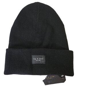 Rag & Bone classic black knit beanie.